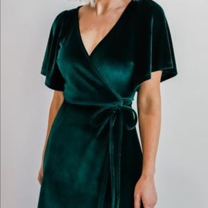 Emerald Green Velvet Maxi Wrap Dress